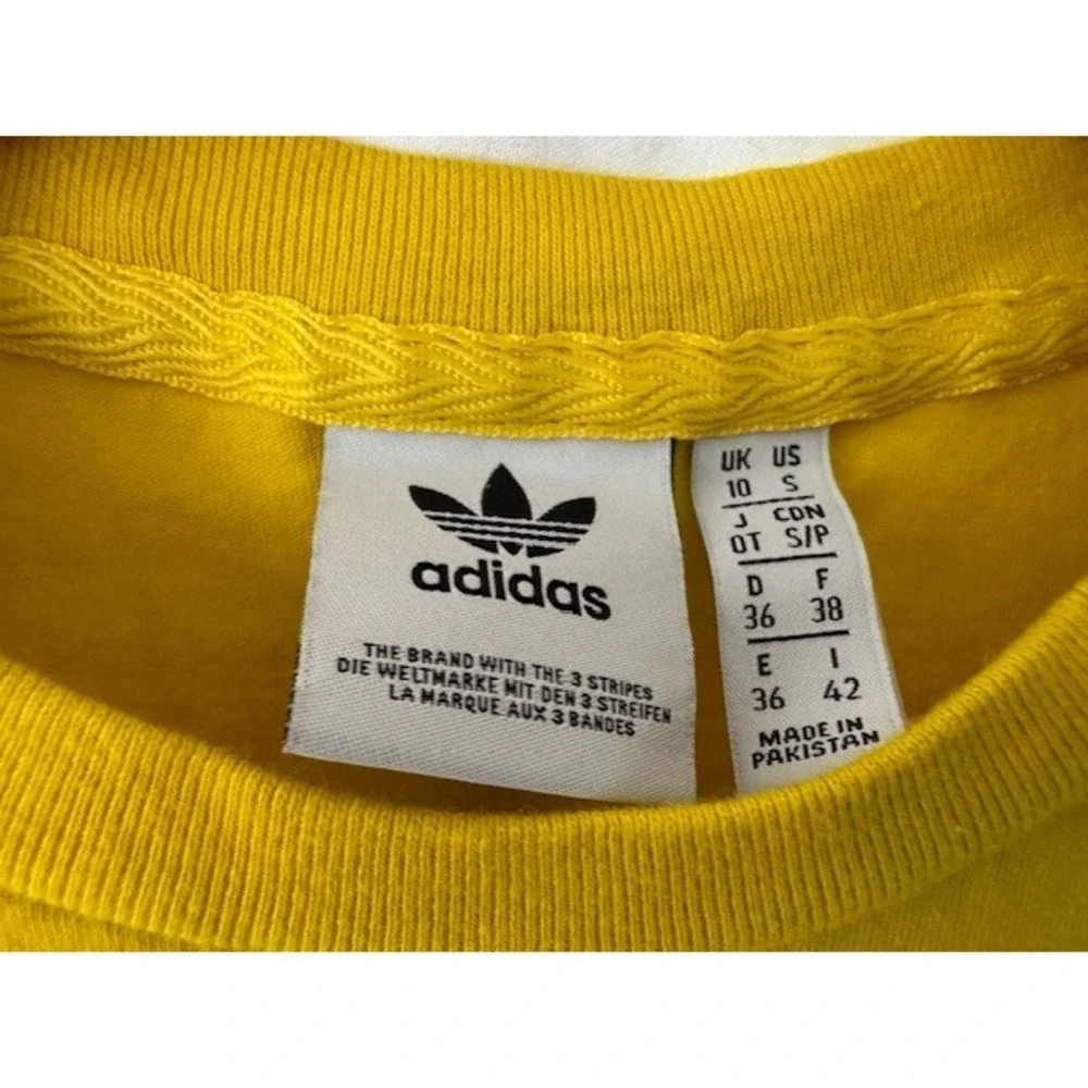 Adidas Trefoil Logo T-Shirt‎ Golden Yellow Short Sleeve Graphic Tee Top S - Picture 3 of 5